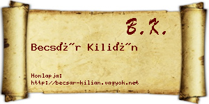 Becsár Kilián névjegykártya